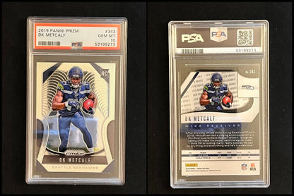 2019 Panini Prizm Football DK Metcalf Rookie #343 – PSA 10 - slab front and back