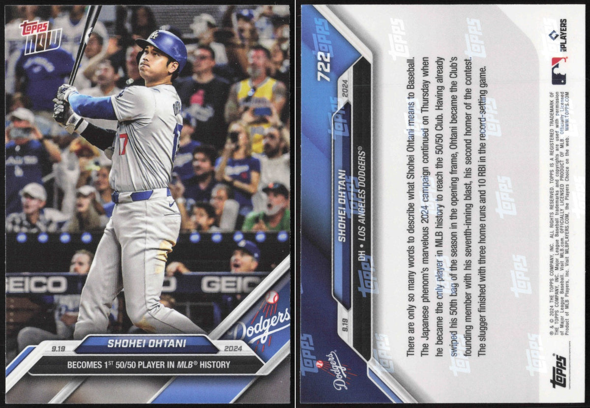 2024 Topps Now Baseball Shohei Ohtani 50/50 #722 - front and back