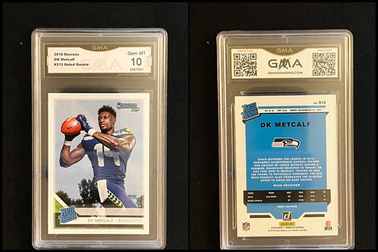 2019 Panini Donruss Football DK Metcalf Rated Rookie #313 – GMA 10 - slab front and back